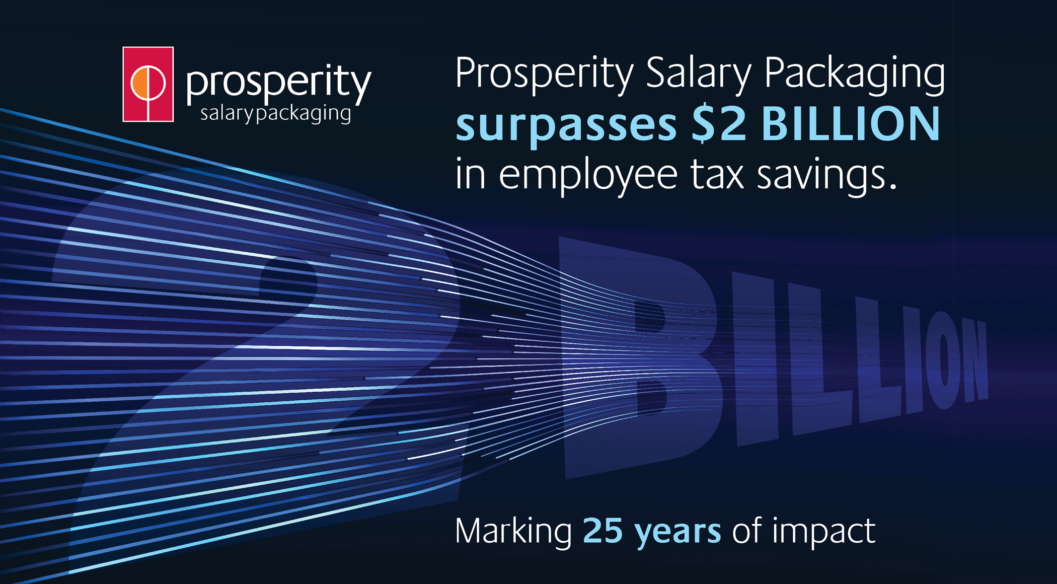 Prosperity Salary Packaging Surpasses $2 Billion in Employee Tax Savings, Marking 25 Years of Impact Image